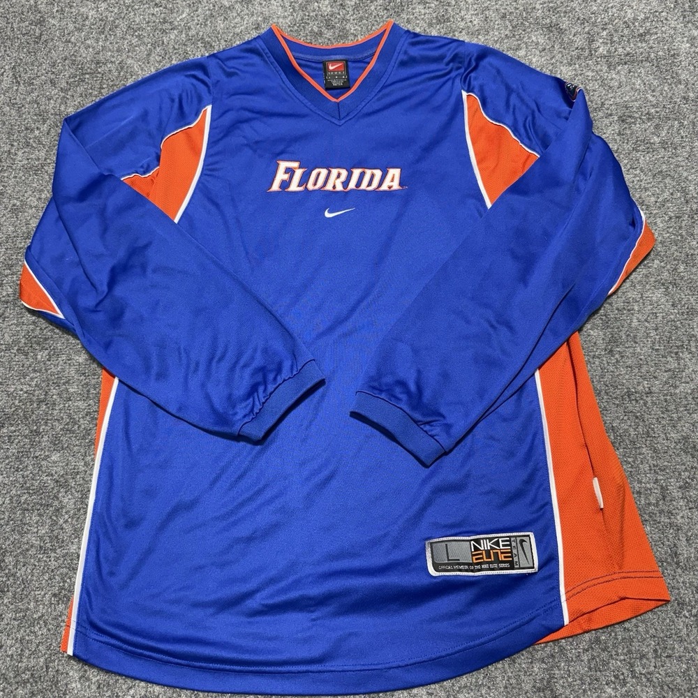 Nike Florida Gators  Shirt Mens L Team Elite Dri-Fit Basketball Warmup V Neck